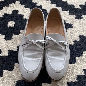 J. Crew Leather Academy Bow Loafer in White